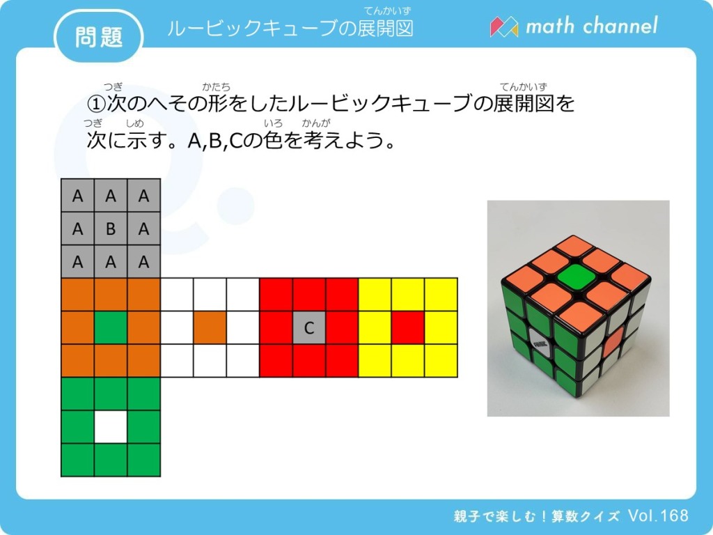 算数クイズに挑戦 Vol 168 ルービックキューブの展開図 にチャレンジ Math Channel Magazine